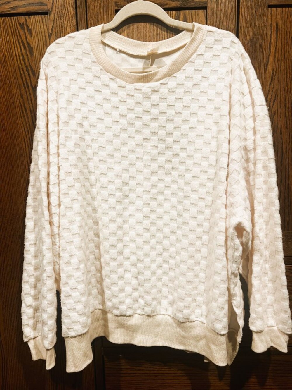 Like Love Womens Textured Cream Pullover Sweater 3X